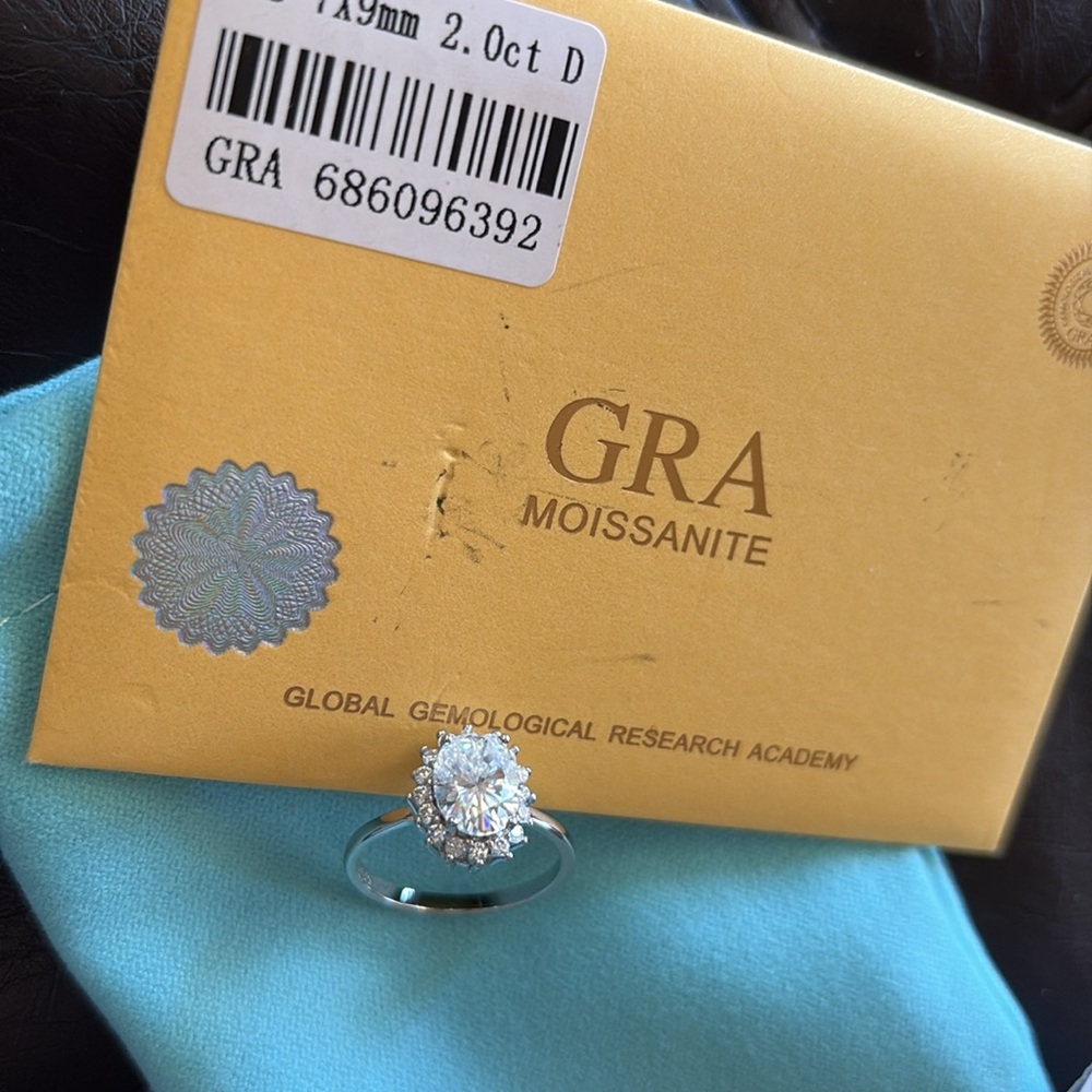 Moissanite Sterling 925 2ct halo promise ring size 8